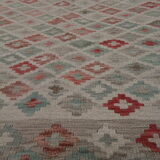 Geometric Handwoven Oriental Wool Kilim Traditional New Flatwoven Wool Area Rug 168x193cm