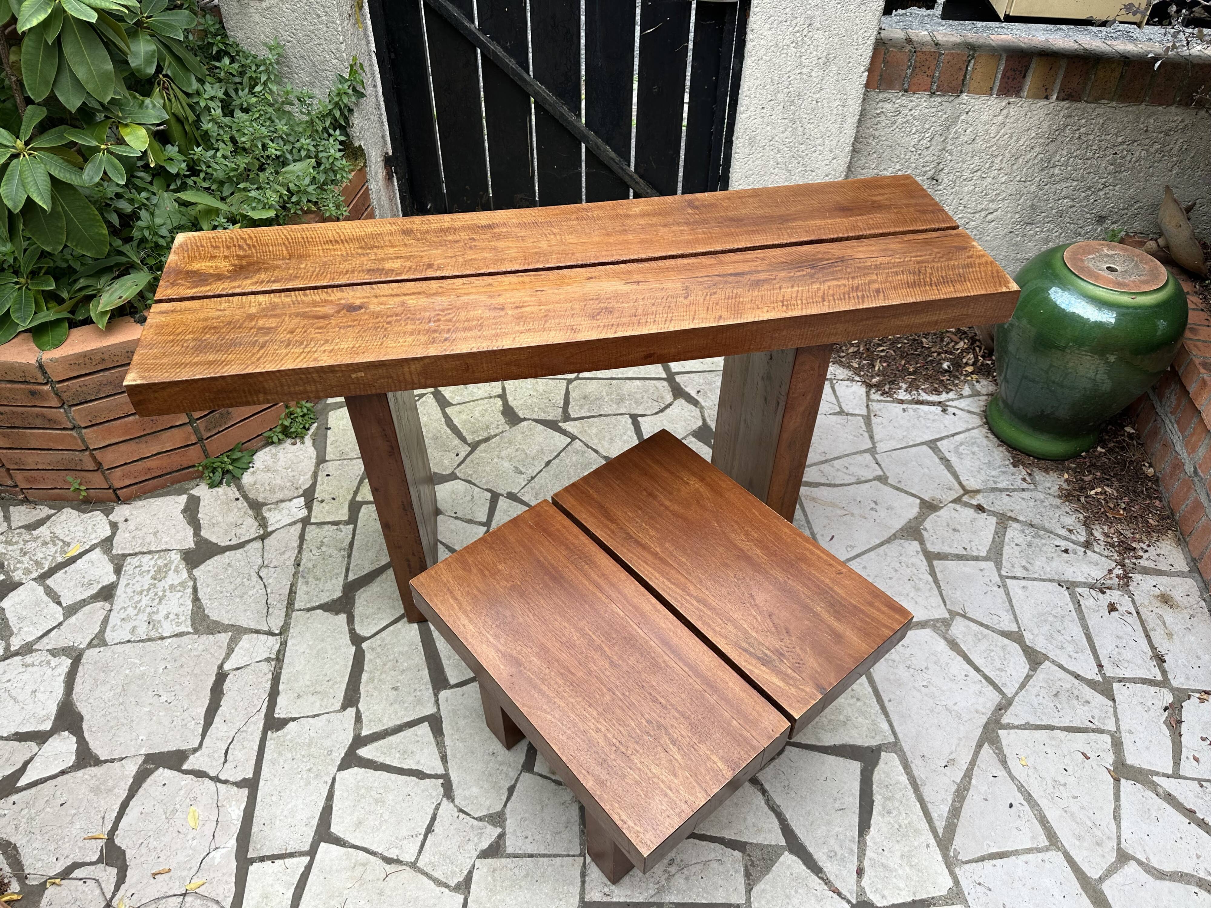 Brutalist console made of solid wood