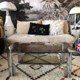 Chromium coffee table and 1970s smoked glass