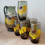 Vintage smoked amber glass pitcher