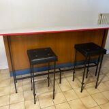 Vintage teak and formica bar with stool