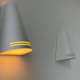 Pair of vintage wall lights, matte white metal, Netherlands, 1980s