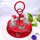 Table condiment server red metal turntable 6 vintage pieces