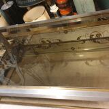 Rectangular glass and metal coffee table