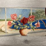 Watercolor with vintage bouquet