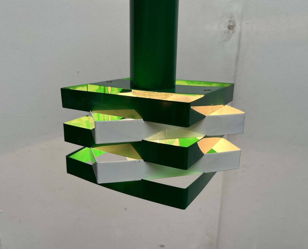 Modern metal lamella pendant lamp from the mid-century in the style of J. J. M. Hoogervorst for Anvia, 1960s.