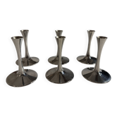 Set of 6 metal candle holders AMC vintage Space Age style