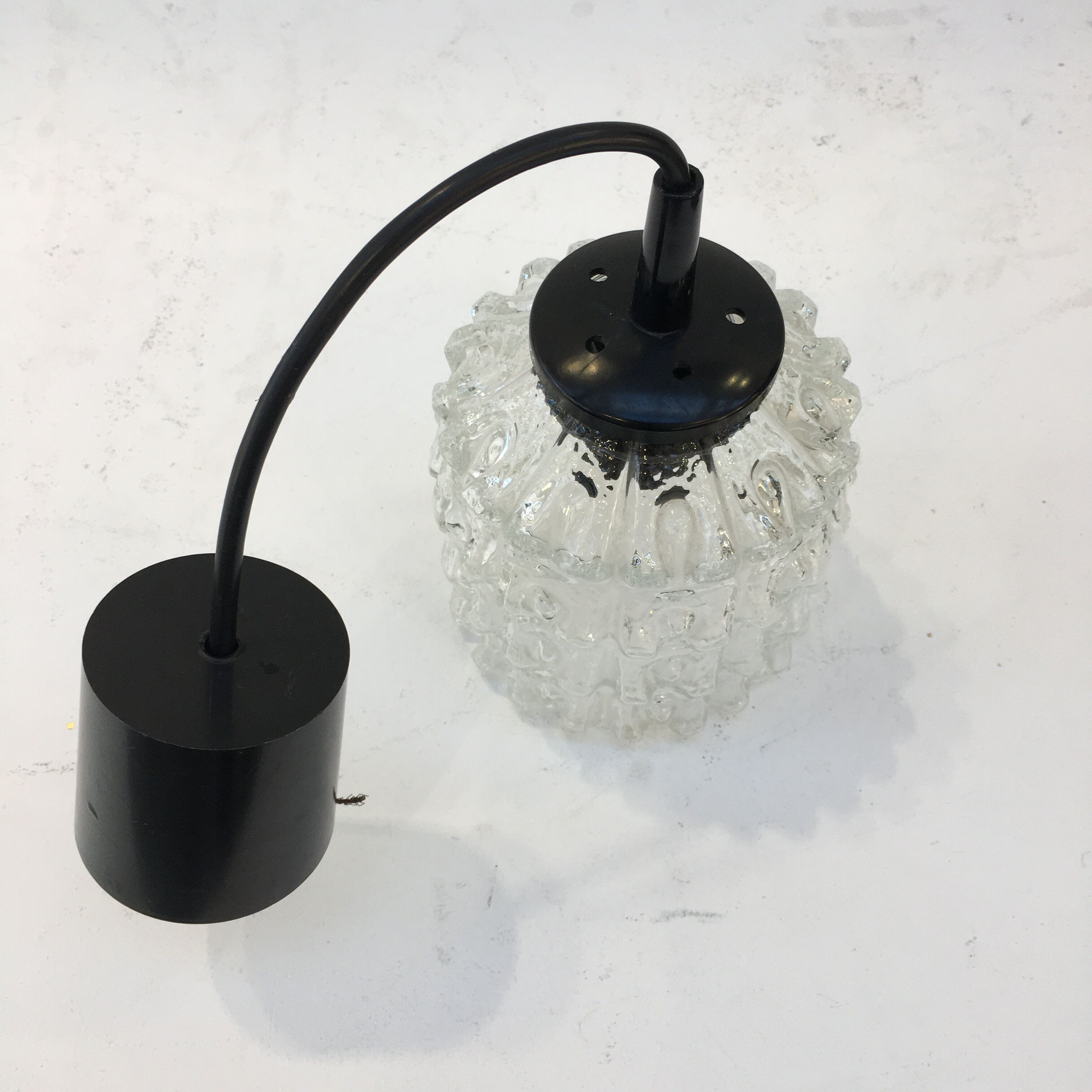 Vintage glass pendant lamp 70s