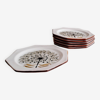 Lot de 6 assiettes plates hexagonales.