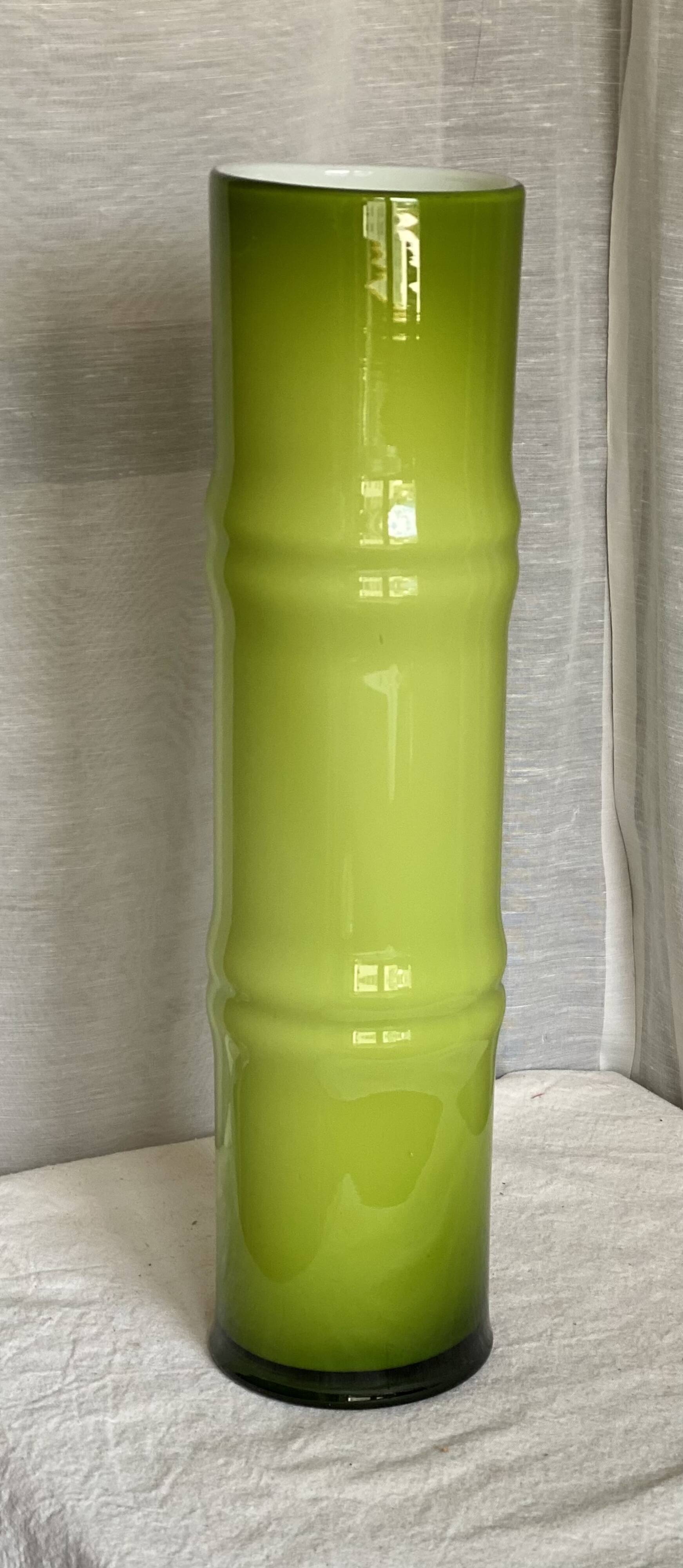 Large vintage blown glass bamboo vase 1970-80