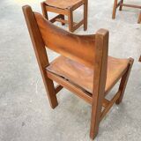 Set of 6 Maison Regain chairs in leather and elm