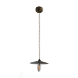 Industrial hanging lamp in green enamelled sheet metal