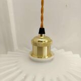 Vintage embossed opaline pendant light