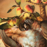 Pair of oval-shaped pastels, still lifes with game, XIXth