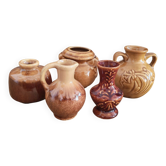 Lot de 5 mini vases pichets rétro en céramique émaillée 