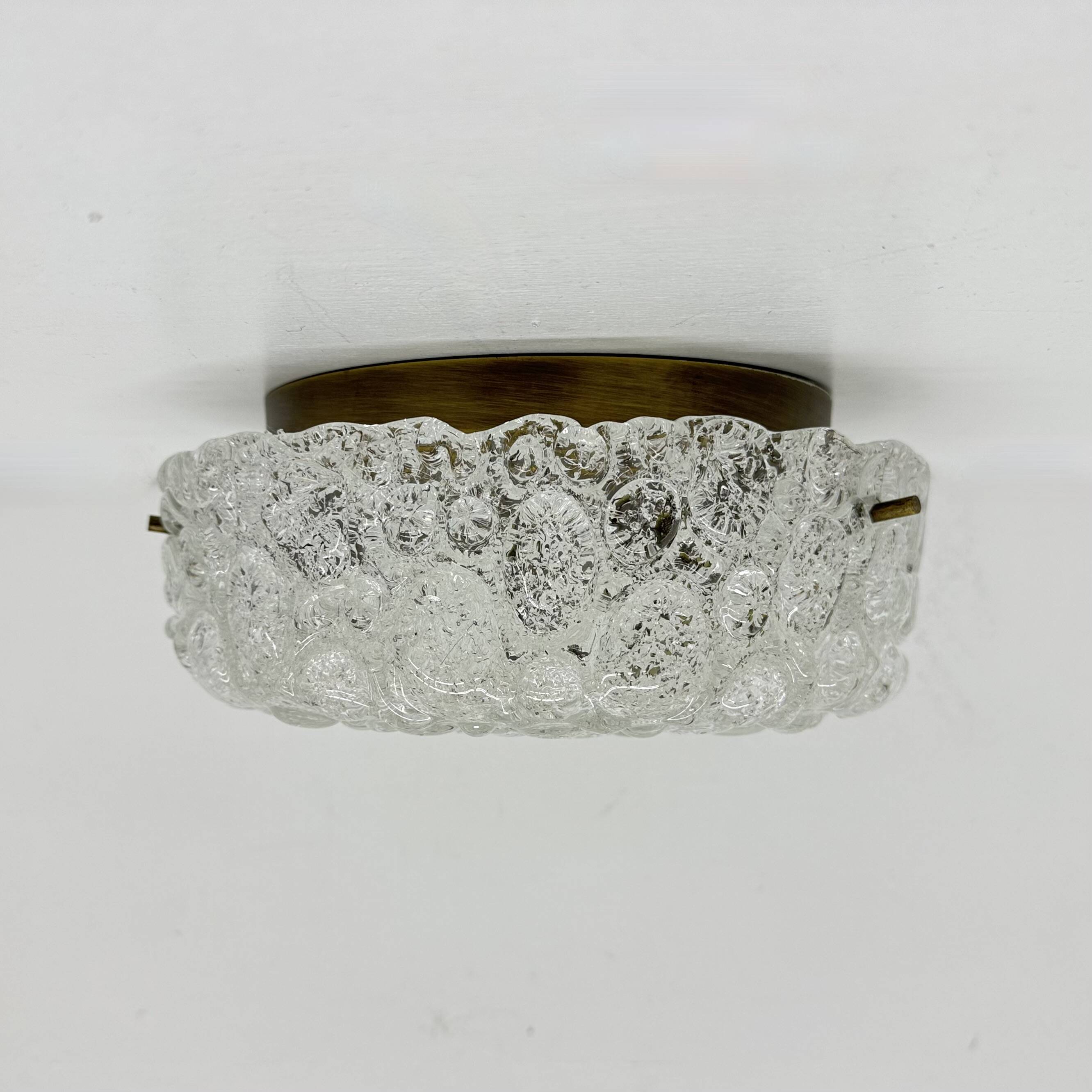 Lampe de plafond en verre Murano à bulles Hillebrand, années 1970, Allemagne