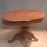 Guéridon, table violon Napoléon III en noyer