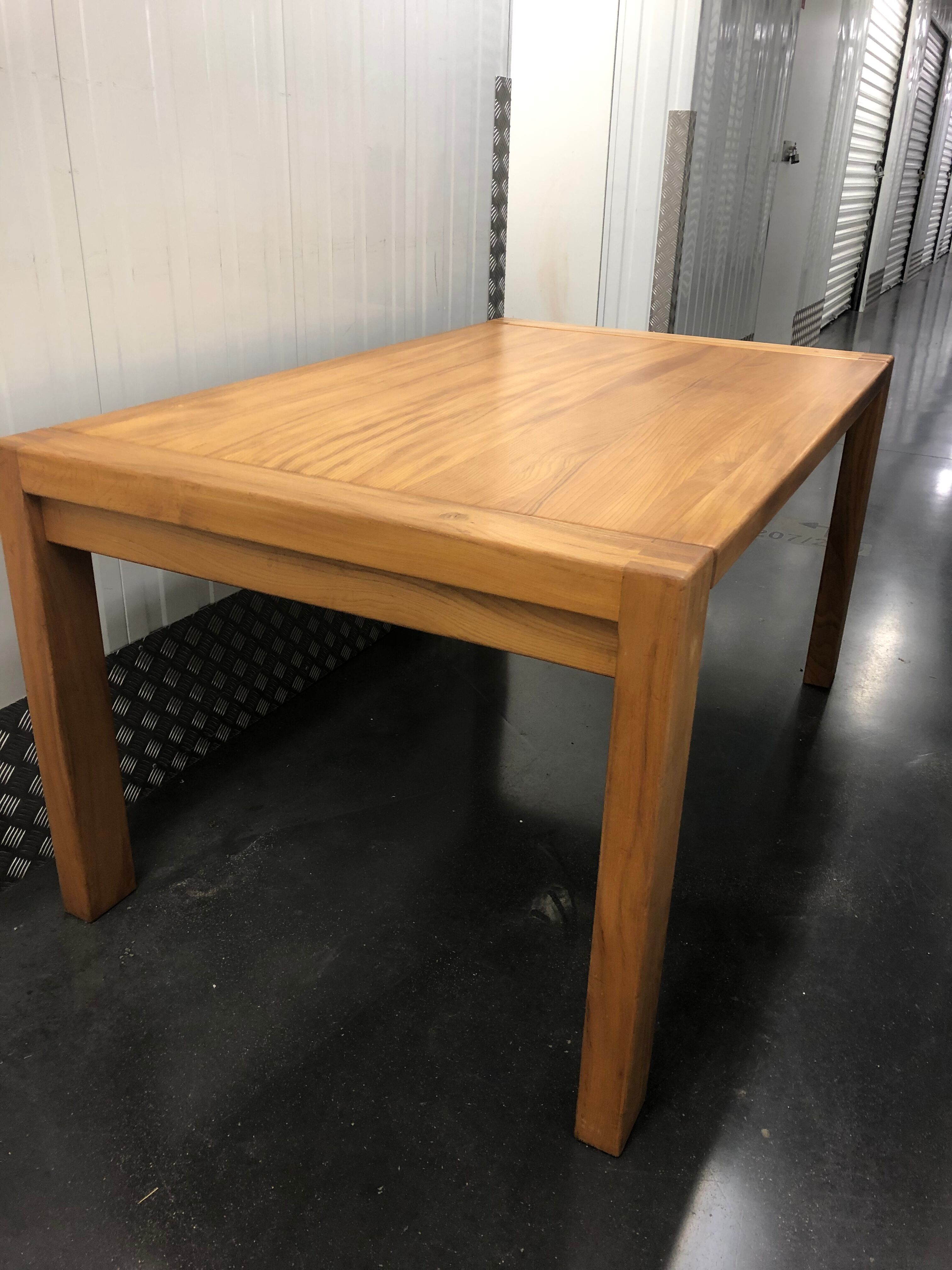 Massive elm table 2 extensions Maison Regain circa 1970