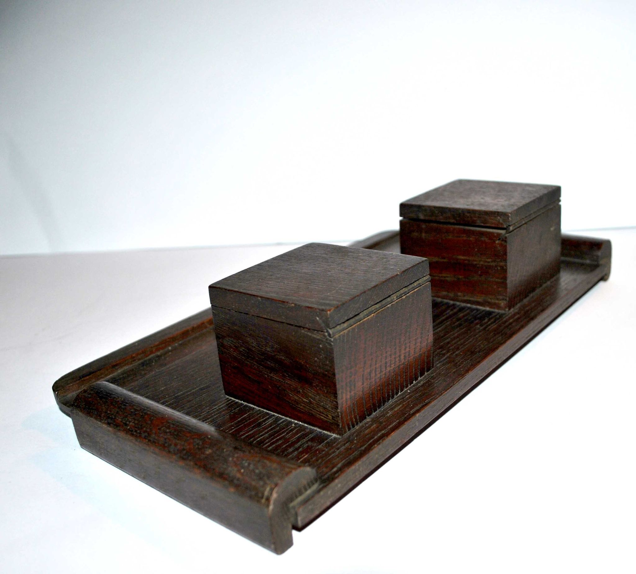 Office kit art deco inkwell and wooden letter holder macassar way 1930-1940