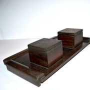 Office kit art deco inkwell and wooden letter holder macassar way 1930-1940