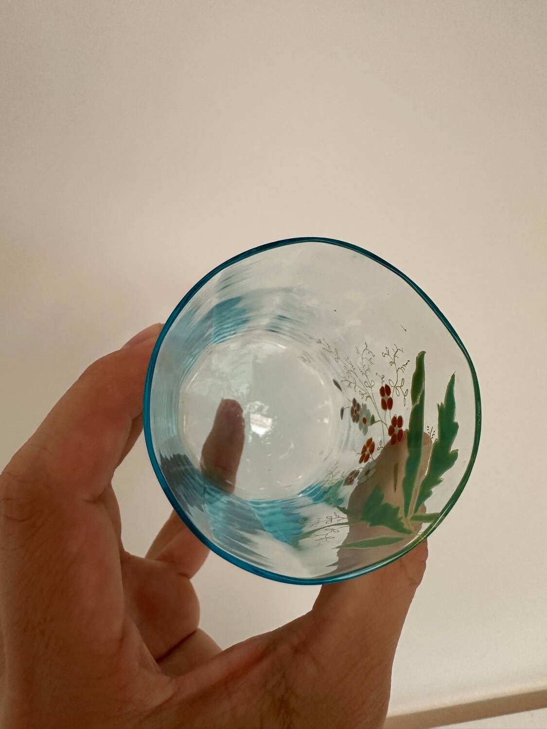 8 verres à eau bleu émaillé, Legras 1920