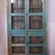 Old showcase in original blue patina Burmese teak