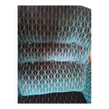 2-seater sofa in green fabric and wood