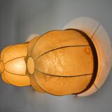 PAIR OF XL "COCOON" WALL LIGHTS, RESIN AND PINE, ITALY, 1970