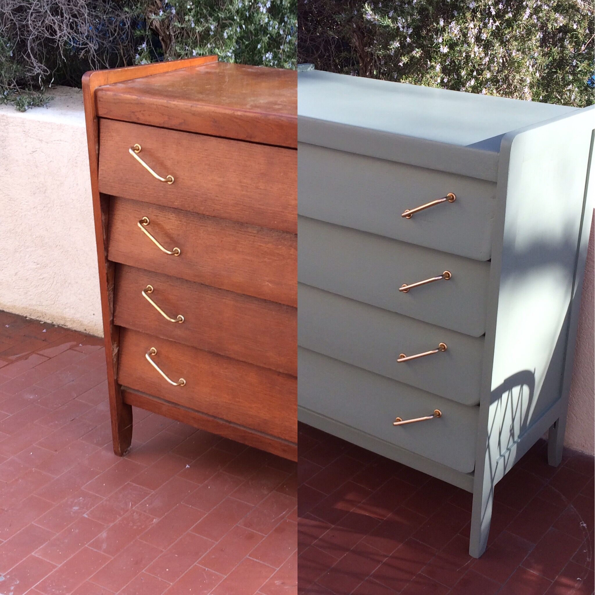 Commode vintage retaurée verte