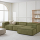 Canapé d'angle modulable velours côtelé vert Lennon