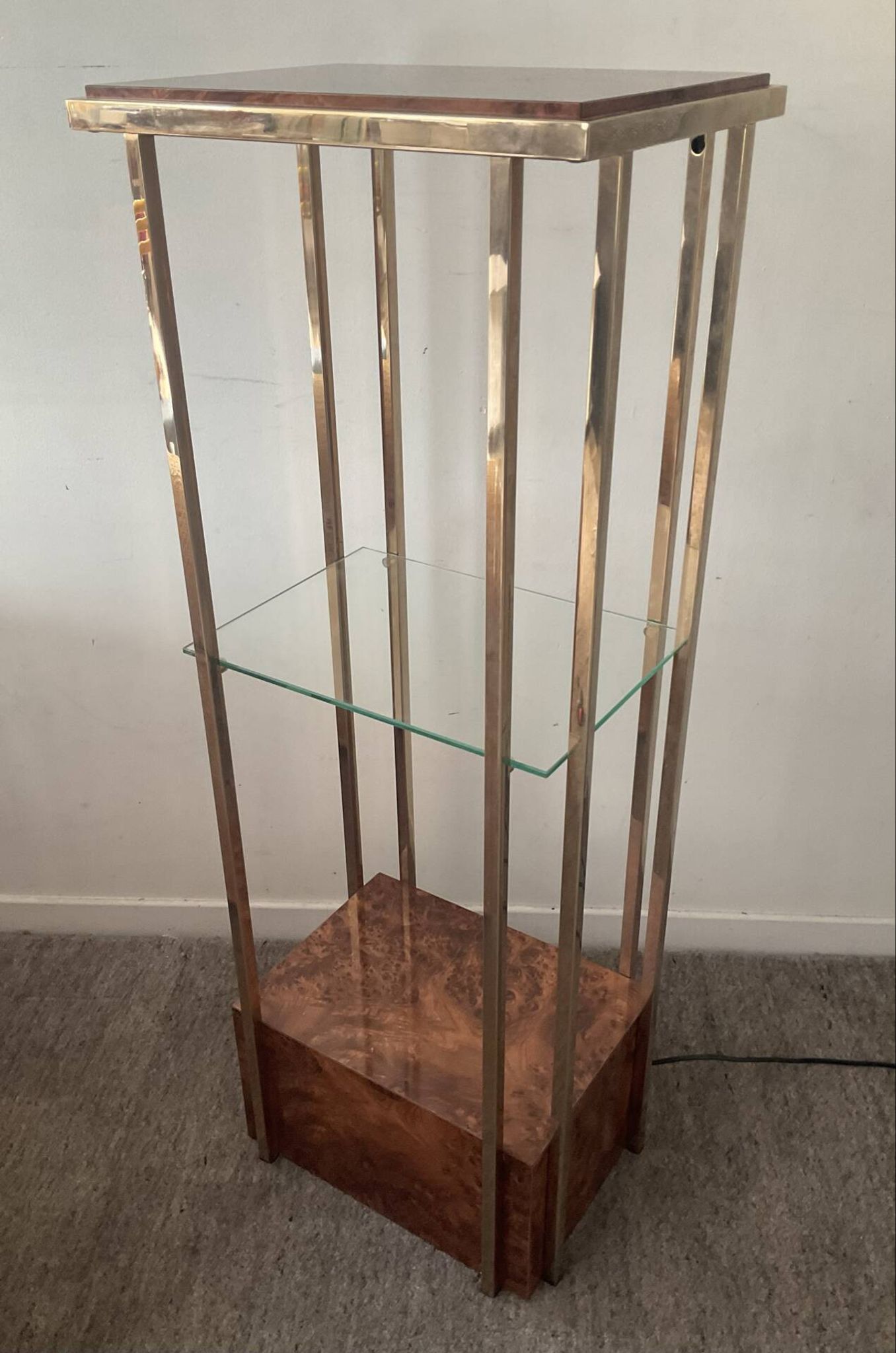 Belgochrom OR 23K side table and elm magnifying glass from the 1970s.