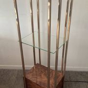 Belgochrom OR 23K side table and elm magnifying glass from the 1970s.