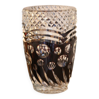 Art Deco vase in two-tone black and clear crystal, Val-Saint-Lambert, circa 19