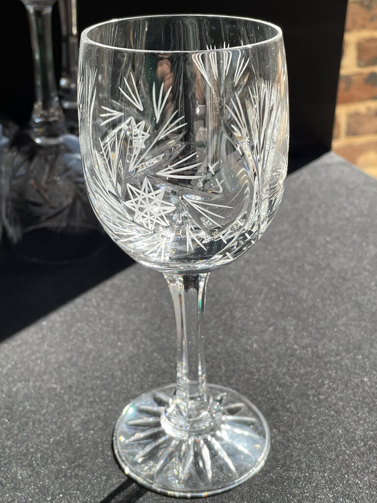 Cristal de Bohème - Verres à eau ou à vin (6) - Moderne milieu de siècle - Cristal taillé main