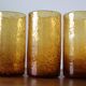 Set of 6 amber, blown and bubbled Biot glasses