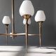 Chandelier in gilded brass and white opalines with 6 lights 1960.