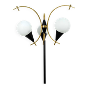 Stilnovo Mid-Century Modern Italian Brass and Opaline Glass Floor Lamp, 50