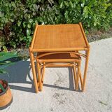 2 tables gigognes en rotin