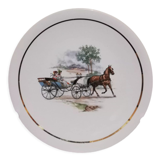 Assiette décorative Luneville Badonviller motif calèches