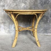 Table à manger ronde en rotin plateau formica - vintage 1960
