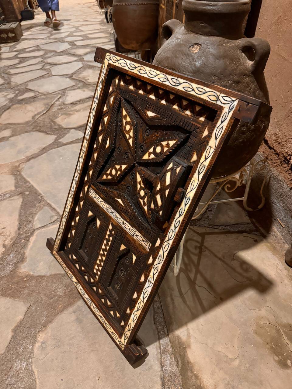 Berber heritage: ancient door decorated with camel bones