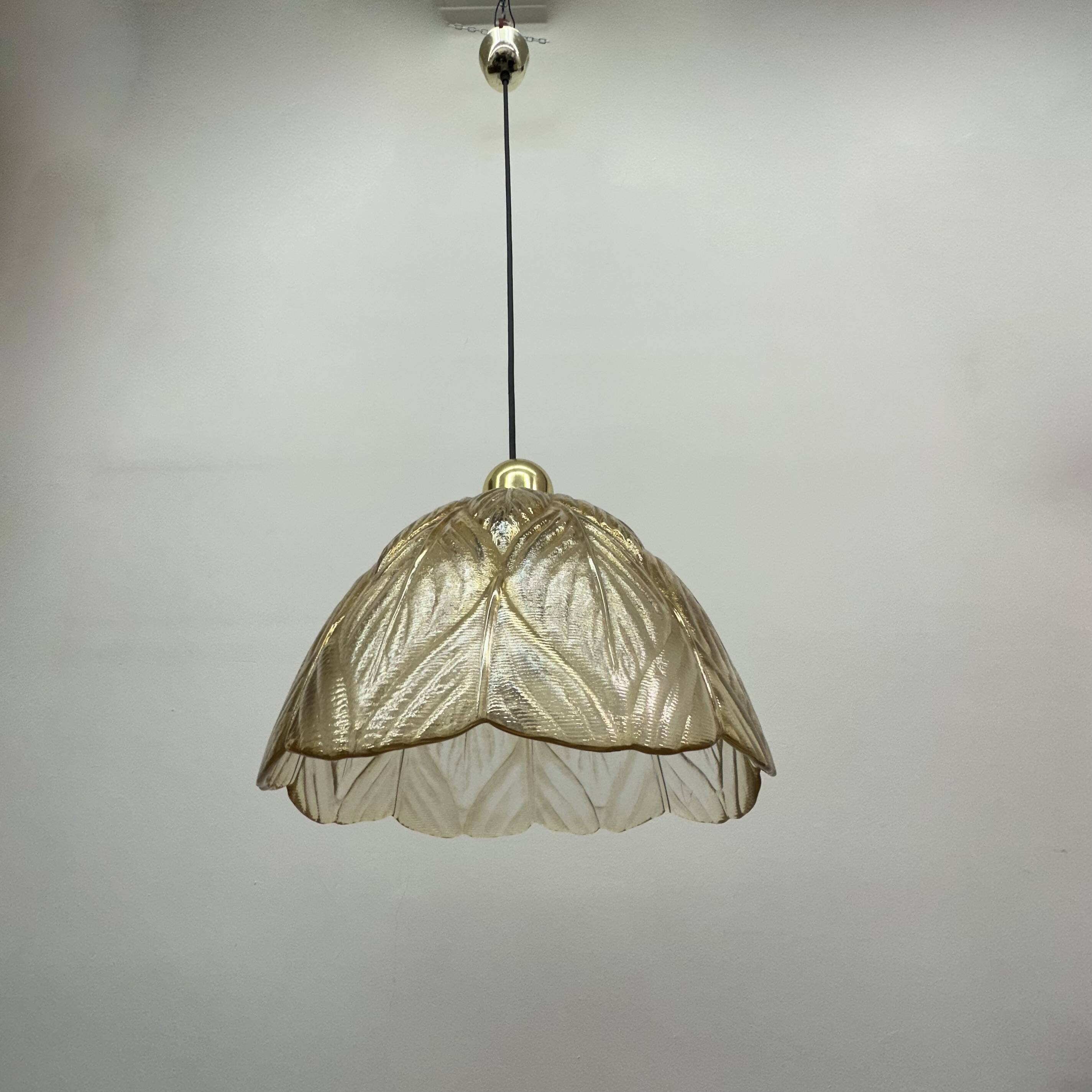 Peil & Putzer glass leaf hanging lamp , 1970’s