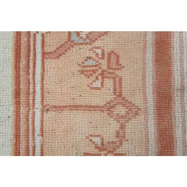 1970s Vintage Turkish Oushak Handmade Wool Cotton Pink Area Rug  168x220
