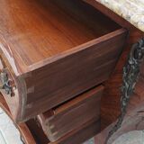 Louis XV curved chest of drawers in rosewood marquetry