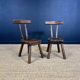 Set of benches and chairs, primitive folk art, 1900s France