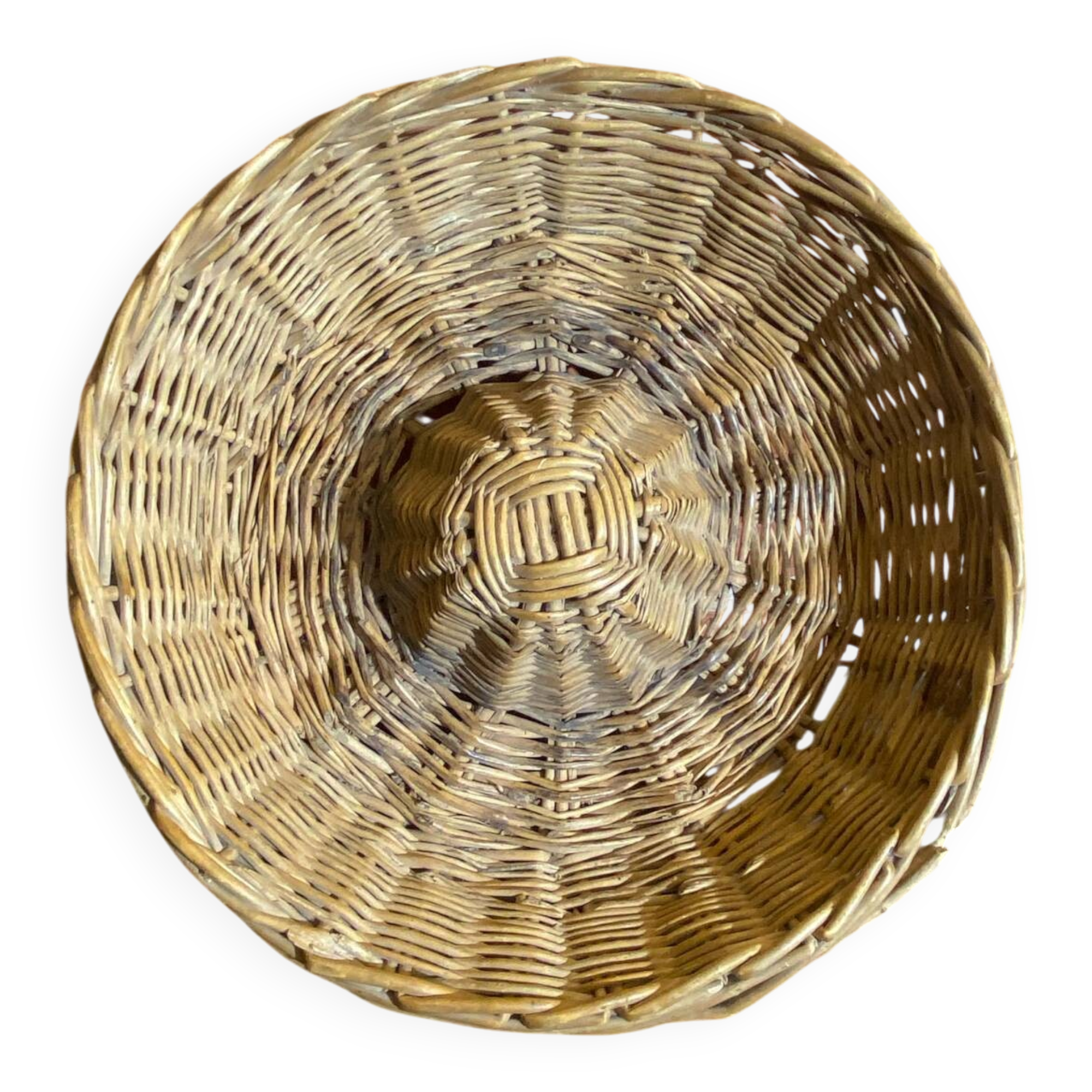 Old Basket Rising Bread Dough Wicker Braided Vintage