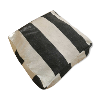 Berber ottoman cover with black and white stripes