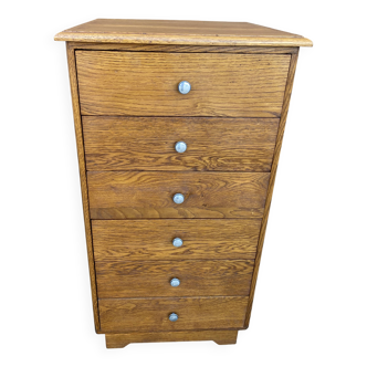 Petite Commode chêne six tiroirs