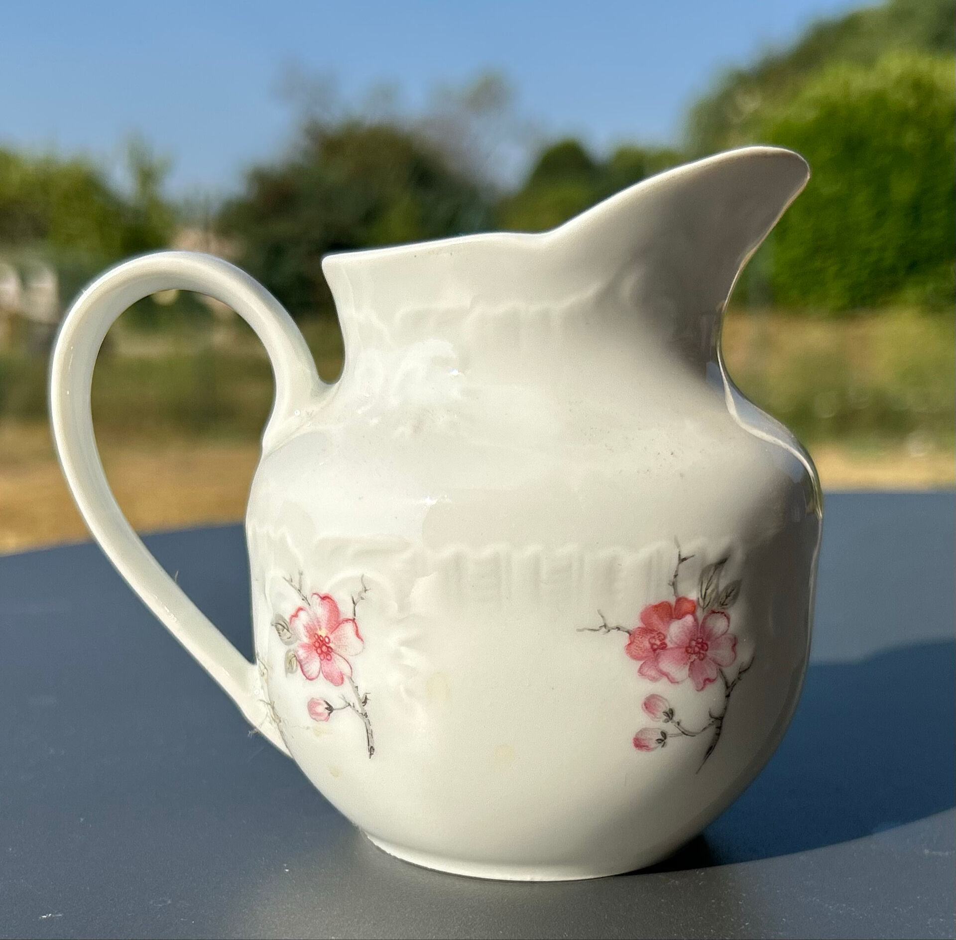 Antique tea set in Limoges porcelain by Chastagner, 3 pieces.