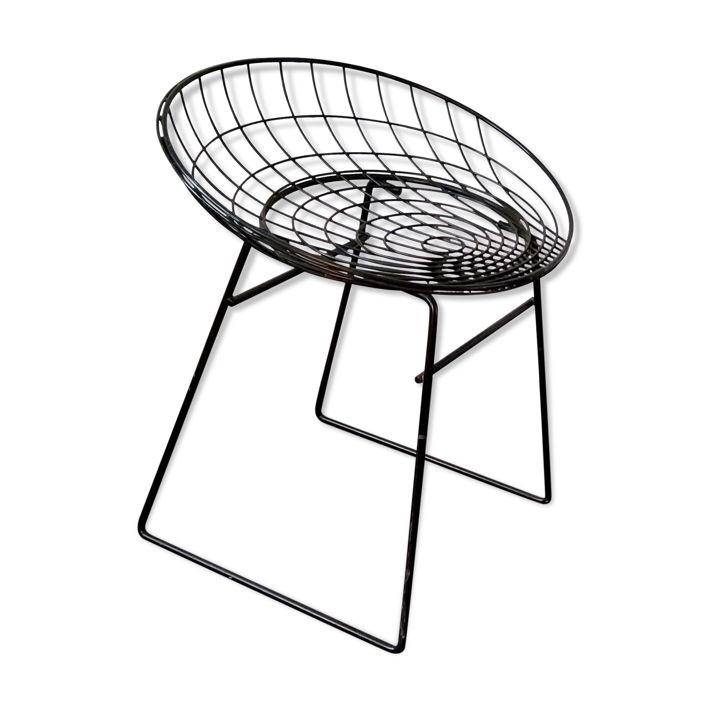 Black KM05 Wire Stool by Cees Braakman & Adriaan Dekker for Pastoe, 1960's